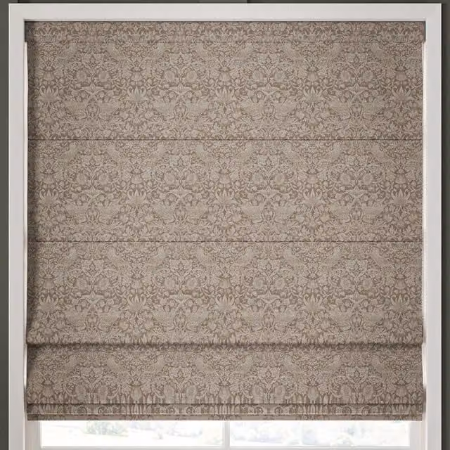 William Morris At Home Strawberry Thief Woven Blackout Roman Blind in Limestone
