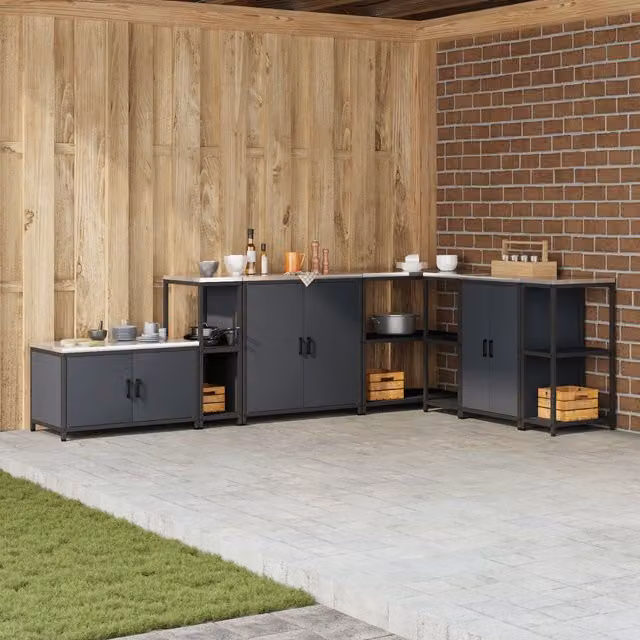 Berkfield Home Kitchen Storage Shelf in Anthracite Matt Steel – 1