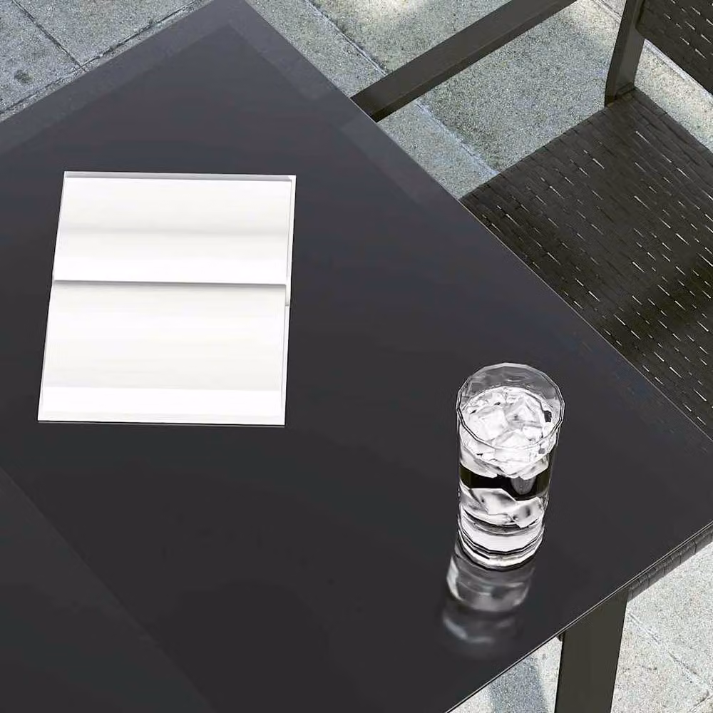 Berkfield Home Classic Garden Dining Table in Black Steel and Glass, W: 140 cm, D: 70 cm, H: 74 cm – 2