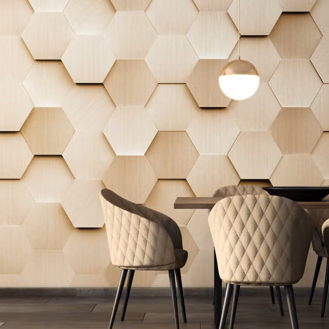 Origin Murals Gold Geometric Metal Hexagons Wall Mural