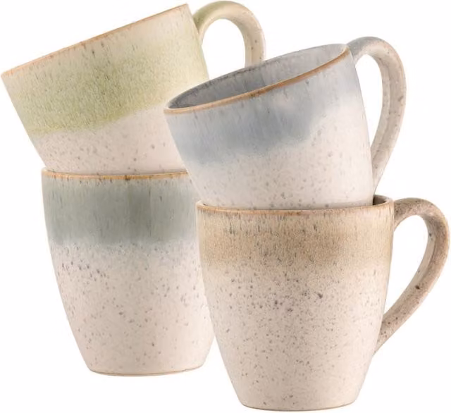 Belleek Living Tivoli 4 Piece Mug Set in Blue, Grey and Multicolour Bone China and Stoneware