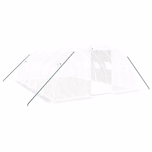 vidaXL Greenhouse with Steel and Plastic Frame, White, W/D/H: 6 x 4 x 2 m