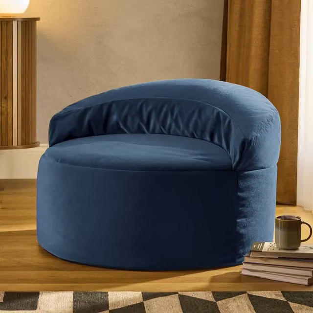 ICON Orb Accent Chair in Matt Blue Velvet – 1