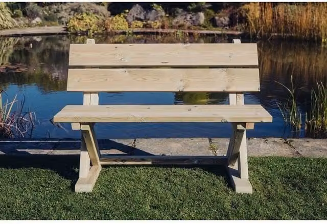 Churnet Valley Garden Furniture Ltd Ashcome Traditional Wooden Garden Bench in Brown, W/D/H: 120 x 65 x 90 cm