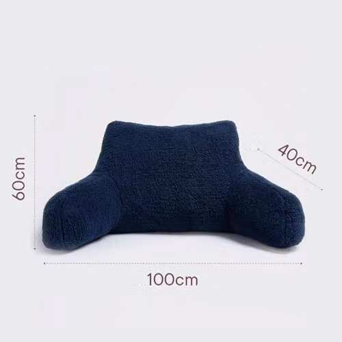OHS Teddy Fleece Reading Cushion for Adults in Blue, W/D/H: 100 x 60 x 40 cm – 5