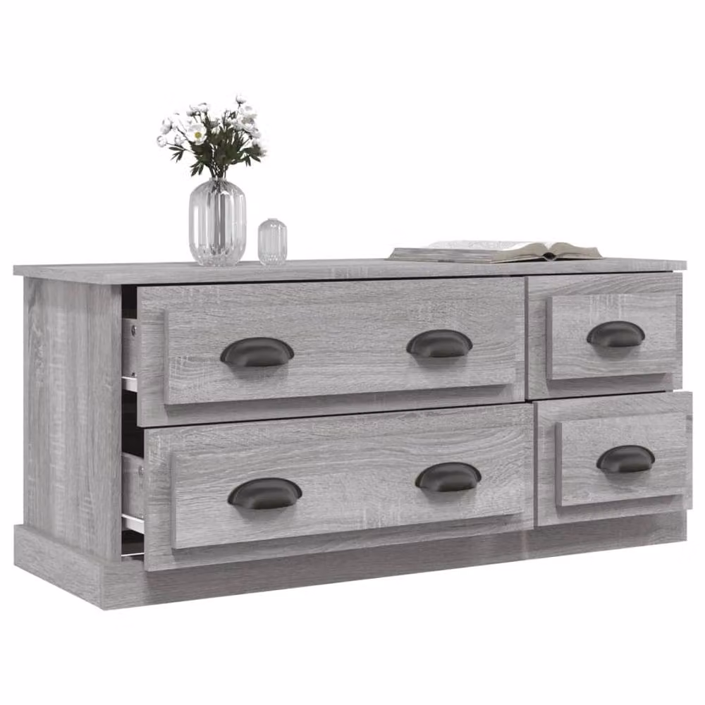Berkfield Home Grey Sonoma TV Cabinet in Engineered Wood, W: 100 cm, D: 35.5 cm, H: 45 cm – 3