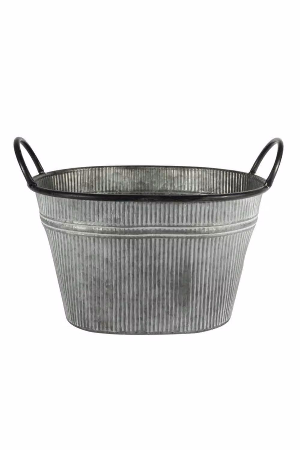 KDMD White Washed Ribbed Trough Planter in Silver, W: 33 cm, D: 25.5 cm – 2