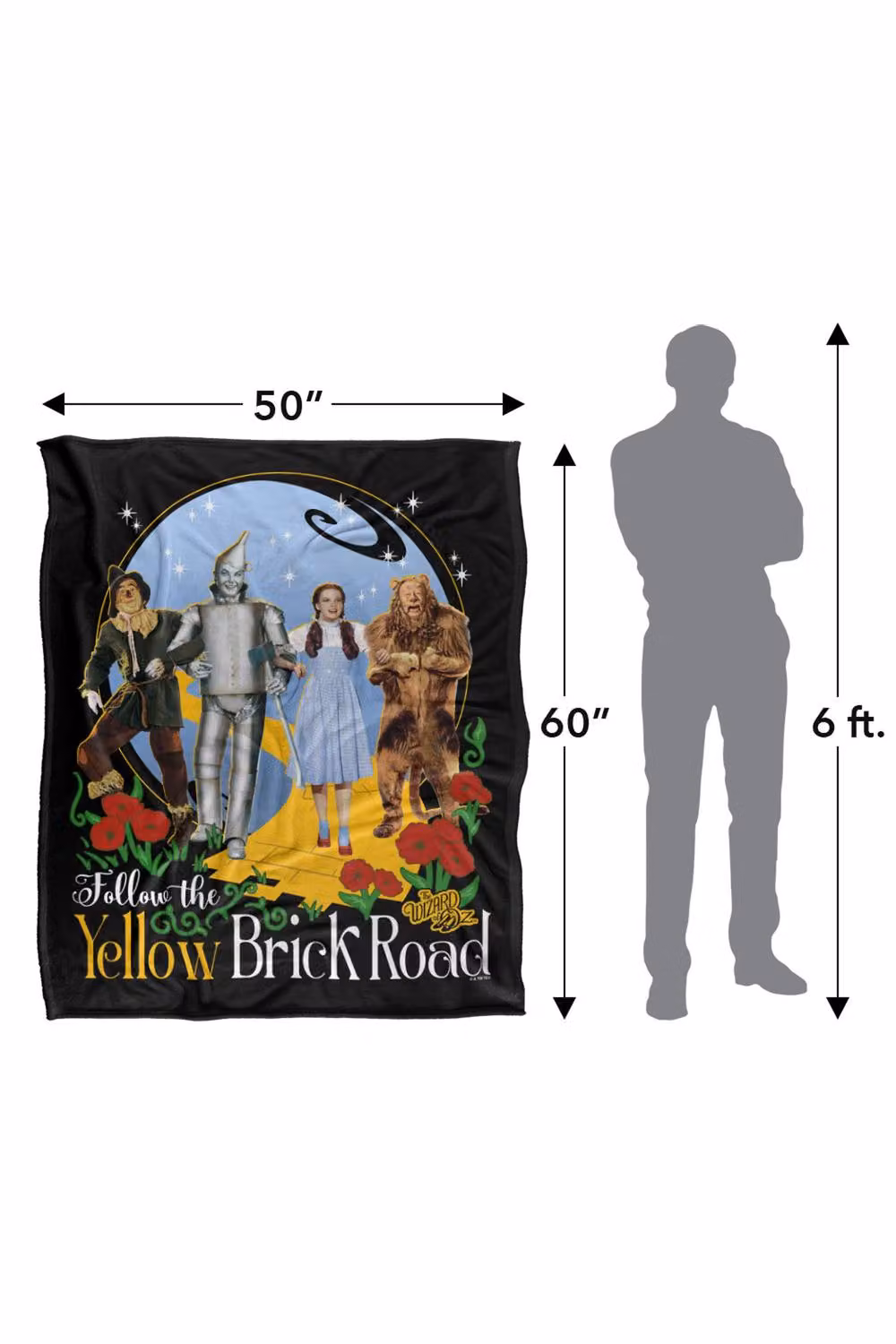 Warner Bros. The Wizard of Oz Yellow Brick Road Super Soft Fleece Throw Blanket, Multicolour, W: 152 cm x D: 127 cm – 8
