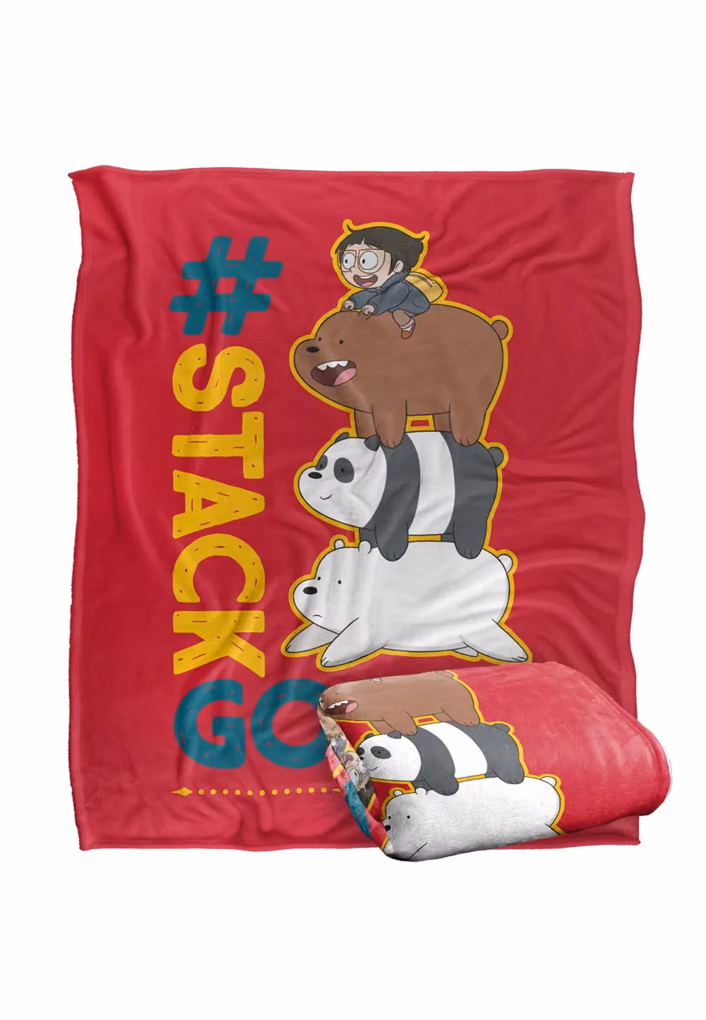 Cartoon Network We Bare Bears Stack Goals Silky Touch Super Soft White Throw Blanket W: 152 cm, D: 127 cm – 2