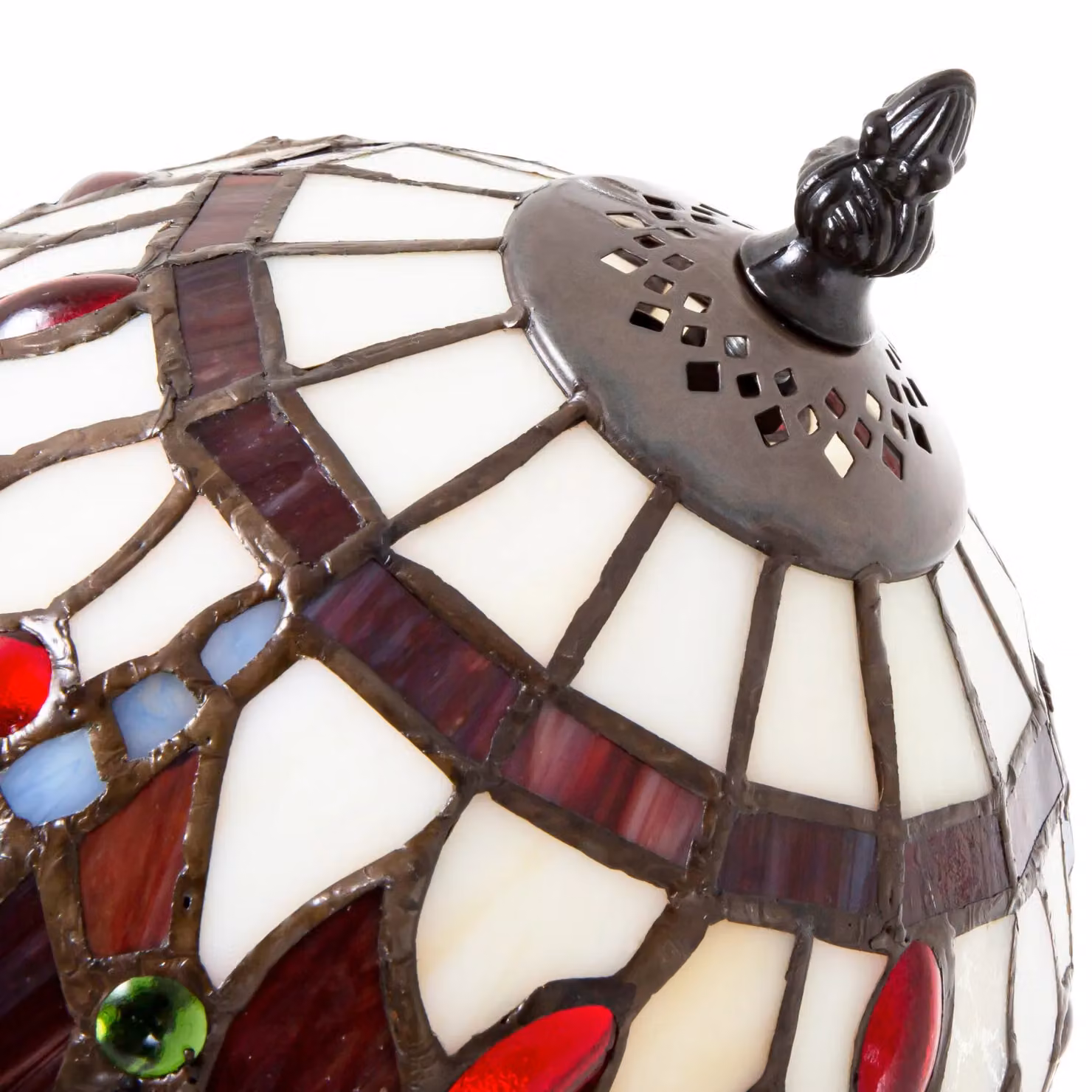 Happy Homewares Hand Crafted Stained Glass Dragonfly Tiffany Table Lamp in Red and Multicolour with Bronze Base – 3