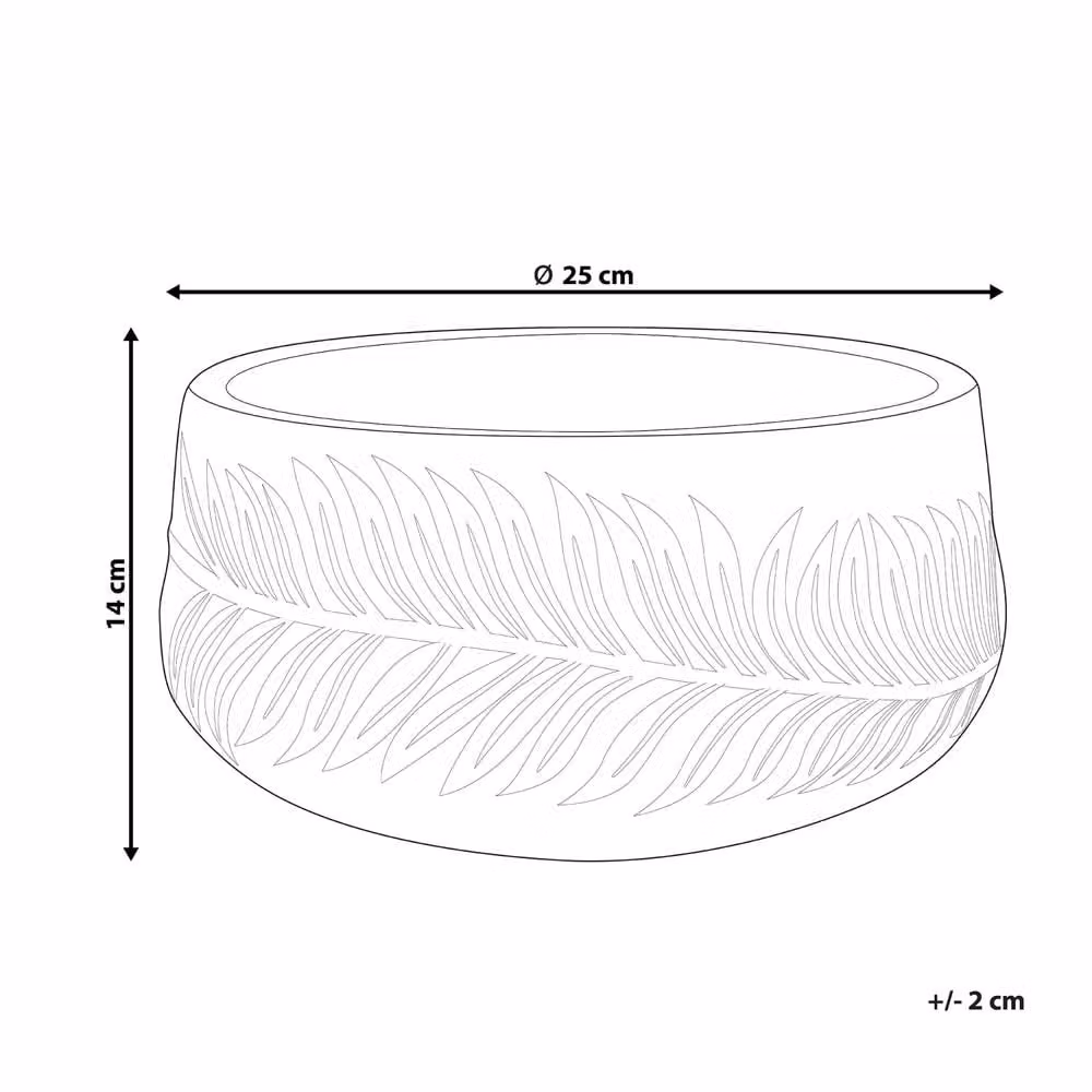 Wyld and Coco Grey Ceramic Round Leaf Motif Planter W: 25 cm, D: 25 cm, H: 14 cm – 3
