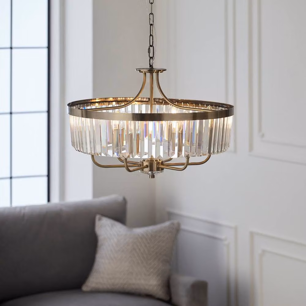 Netlighting Ascoli Pendant Ceiling Light in Antique Brass and Clear Cut Glass – 2