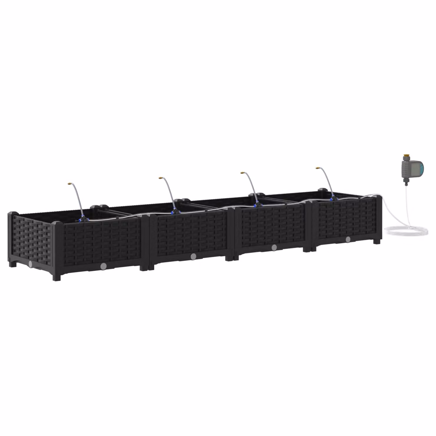 Berkfield Home Set of 4 Black Garden Planters with Water Irrigation System – 2