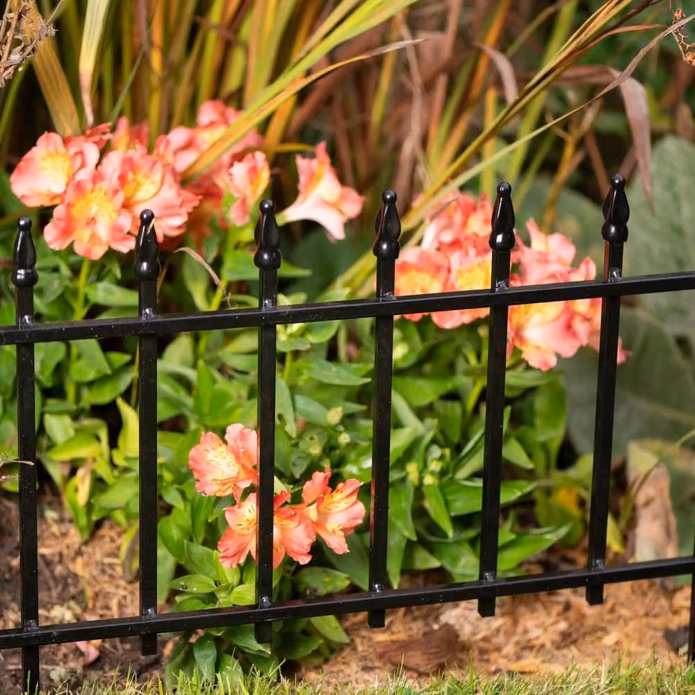 FLAVORA 2-Pack of Clarence Finial Metal Garden Borders in Black, W/H: 100 x 15 cm – 3