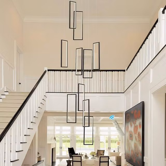 Garwarm Modern Dimmable LED Suspended Staircase Chandelier in Black