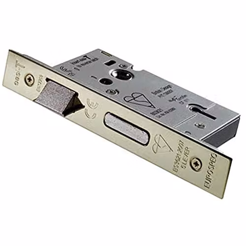 Loops 64mm 5 Lever BS Rated Sashlock with Square Forend in Stainless Brass