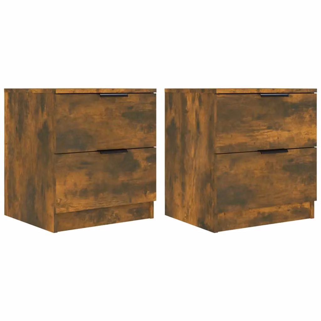 Berkfield Home Set of 2 Smoked Oak Bedside Cabinets in Brown – 2
