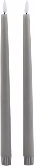 Love Lace Grey LED Wax Taper Dinner Candles, Set of 2 – 1