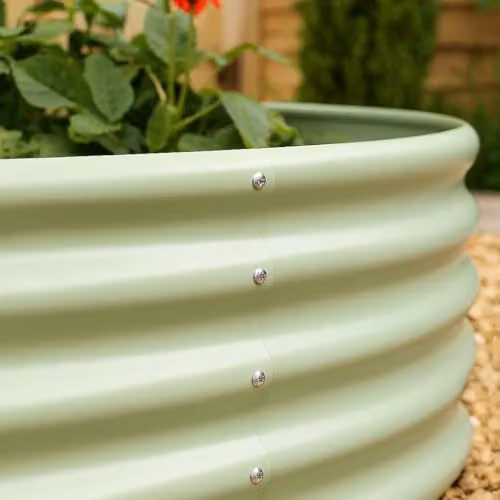 Harbour Housewares Round Bottomless Raised Garden Bed in Green, Galvanised Steel Planter, Diameter: 90 cm, Height: 45 cm – 4
