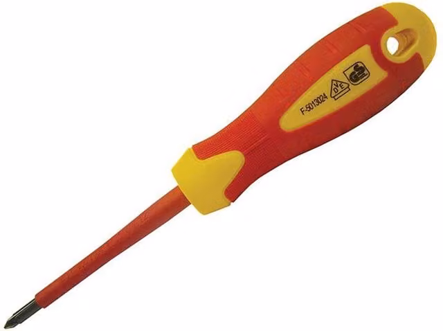 Faithfull VDE Soft Grip Pozi Tip Pz1 Screwdriver, Red
