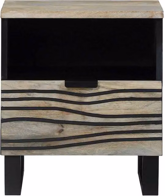 Berkfield Home Modern Bedside Table with Drawer in White and Black, W/D/H: 40 x 33 x 46 cm – 1