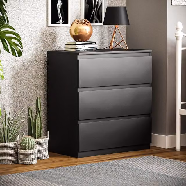 Vida Designs Denver 3 Drawer Chest in Black