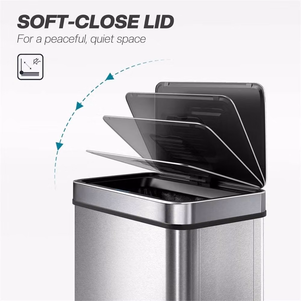 KORVIXA 60 L Sensor Kitchen Bin in Silver Stainless Steel with Fingerprint Proof Finish – 3