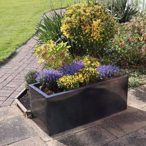 Tulipy Galvanised Steel Trough Planter, Black, W: 40 cm, D: 40 cm, H: 40 cm – 3