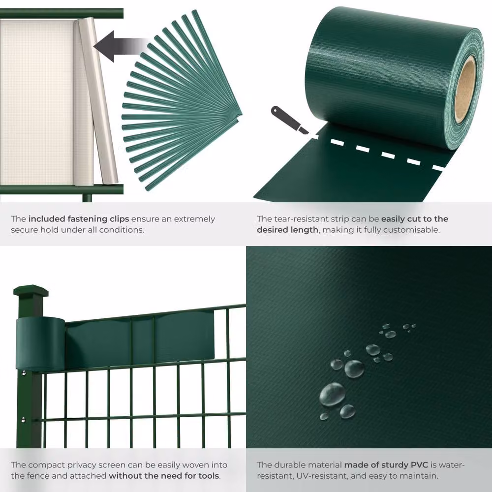 tectake 1 Privacy Film Strip in Green PVC, Opaque – 5