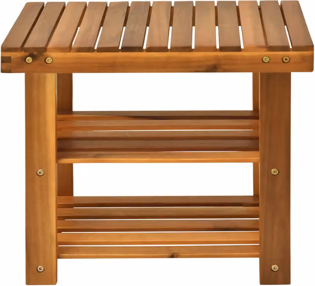 Pirlo Plush Classic Wooden Shoe Rack in Brown Teak and Acacia