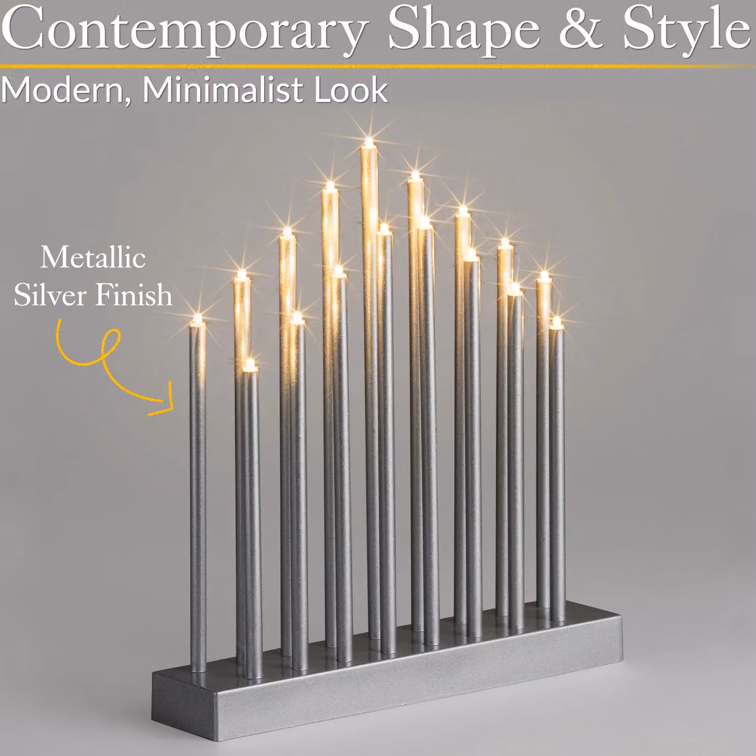 Christow Metallic Candle Bridge Arch Christmas Window Decoration in Silver with 17 Warm White LEDs – 2