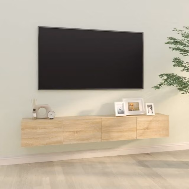 Berkfield Home Set of 2 Wall Mounted TV Cabinets in Sonoma Oak Brown, W/D/H: 100 x 30 x 30 cm – 1