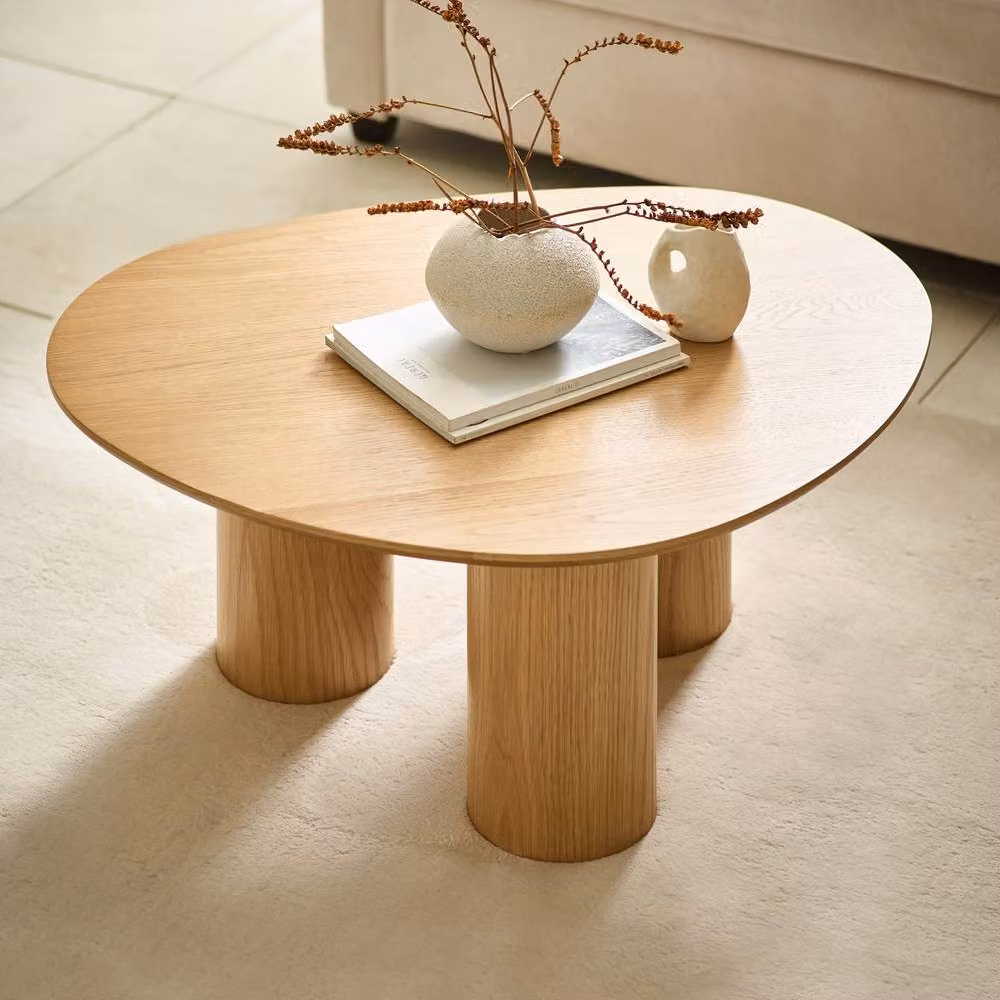 Cheshire Ainsley Round Coffee Table in Brown Light Oak Effect, Diameter: 78 cm – 2
