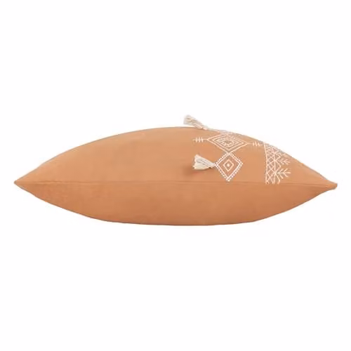 Riva Home Pritta Bohemian Geometric Embroidered Cotton Tassel Trim Cushion, Brown, W: 60 cm, H: 40 cm, D: 40 cm – 3