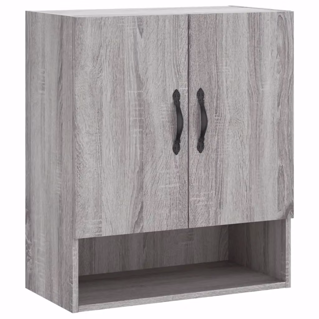 Berkfield Home Grey Sonoma Wall Mounted Cabinet with Hinged Doors and Open Shelf, W/D/H: 60 x 31 x 70 cm – 2