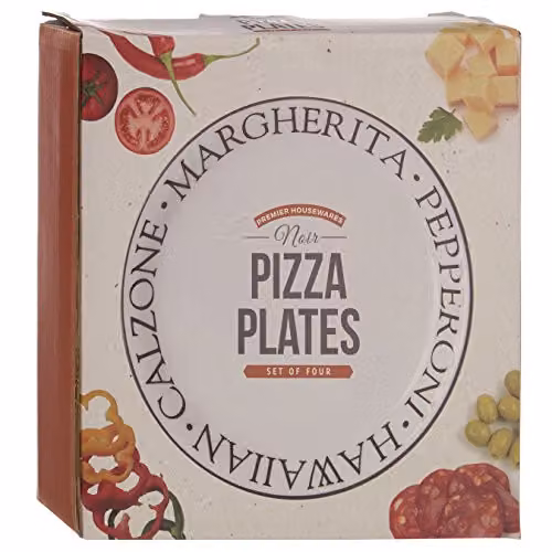 Orsina Set of 4 Monochrome Porcelain Pizza Plates in White and Black, W/D/H: 23 x 23 x 2 cm – 2