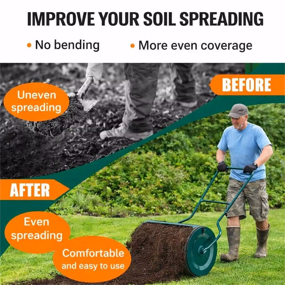 VOGREX Green Steel Compost and Peat Spreader Roller for Lawn Renovation and Top Dressing, Width: 60.96 cm – 4