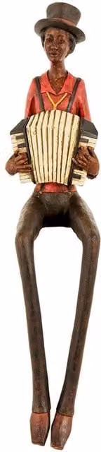 Lemon Pavilion Sitting Jazz Band Squeeze Box Ornament in Brown, Multicolour and Red, W: 12 cm, D: 10 cm, H: 40 cm