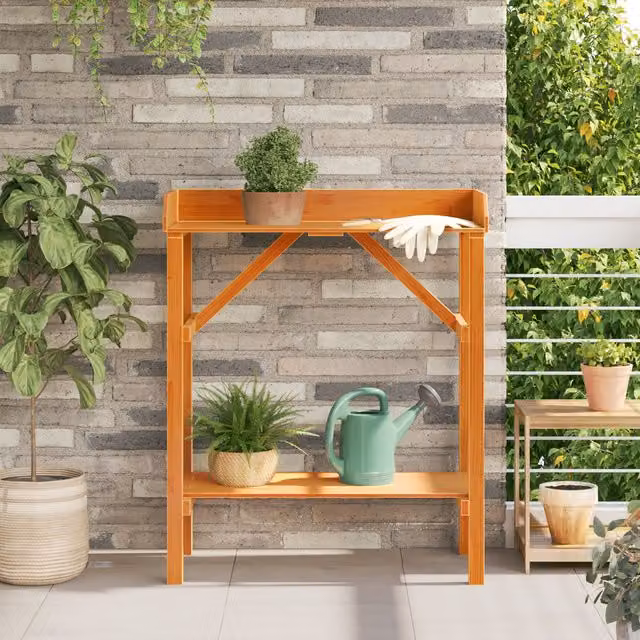 Berkfield Home Garden Acacia and Pine Wood Potting Table, Brown, W: 75 cm, D: 40 cm, H: 90 cm – 1