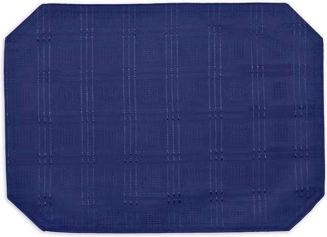 Kitchen Trends Modern Jacquard Hampton Tablecloth and 2 Placemats Set in Navy Blue