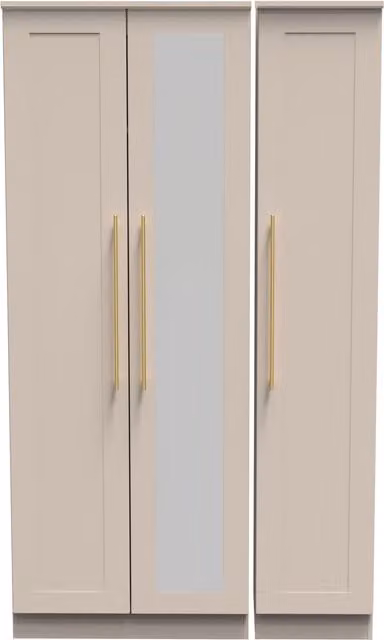 2 U Helmsley Tall Triple Mirror Wardrobe in Taupe