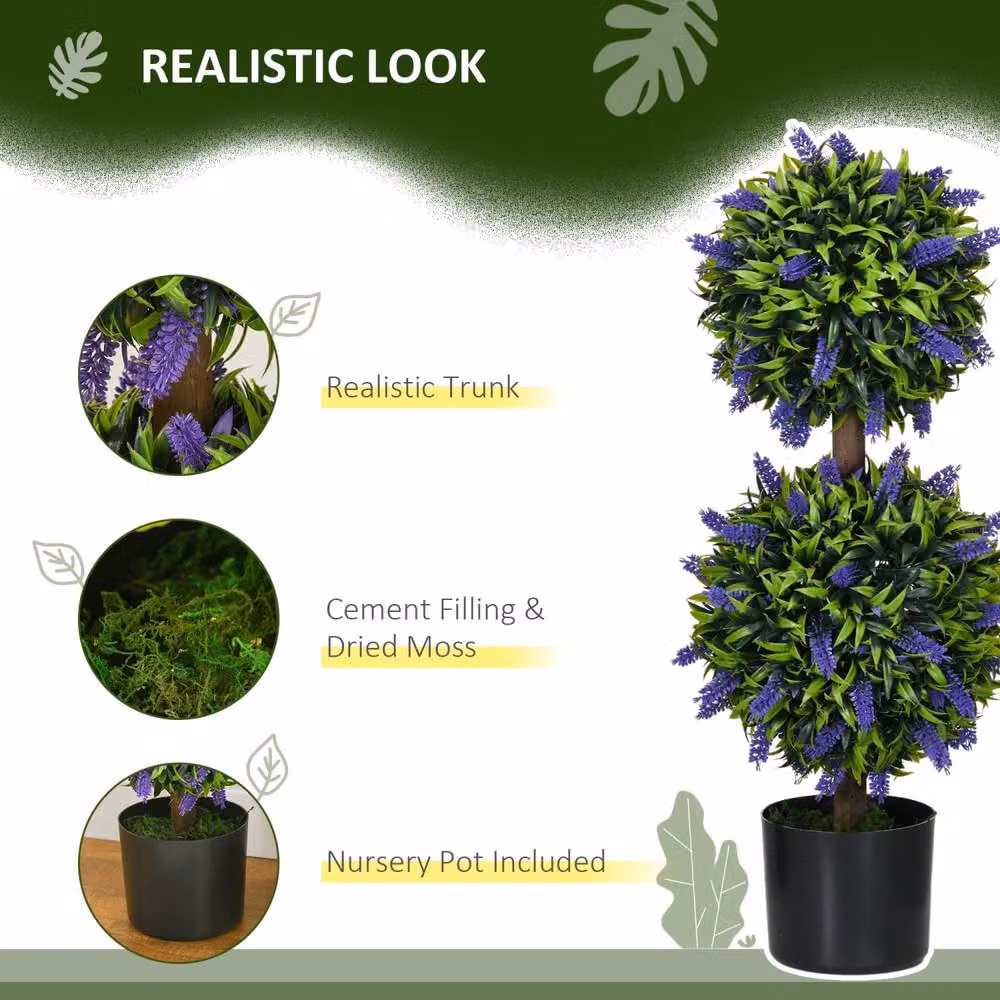 Wyld Haus Vevayo Set of 2 Artificial Lavender Ball Trees in Green Decorative Pots – 6