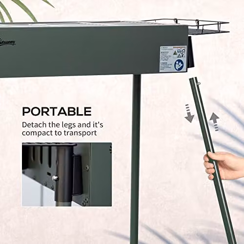 Outsunny Portable Charcoal Barbecue Grill in Green – 6