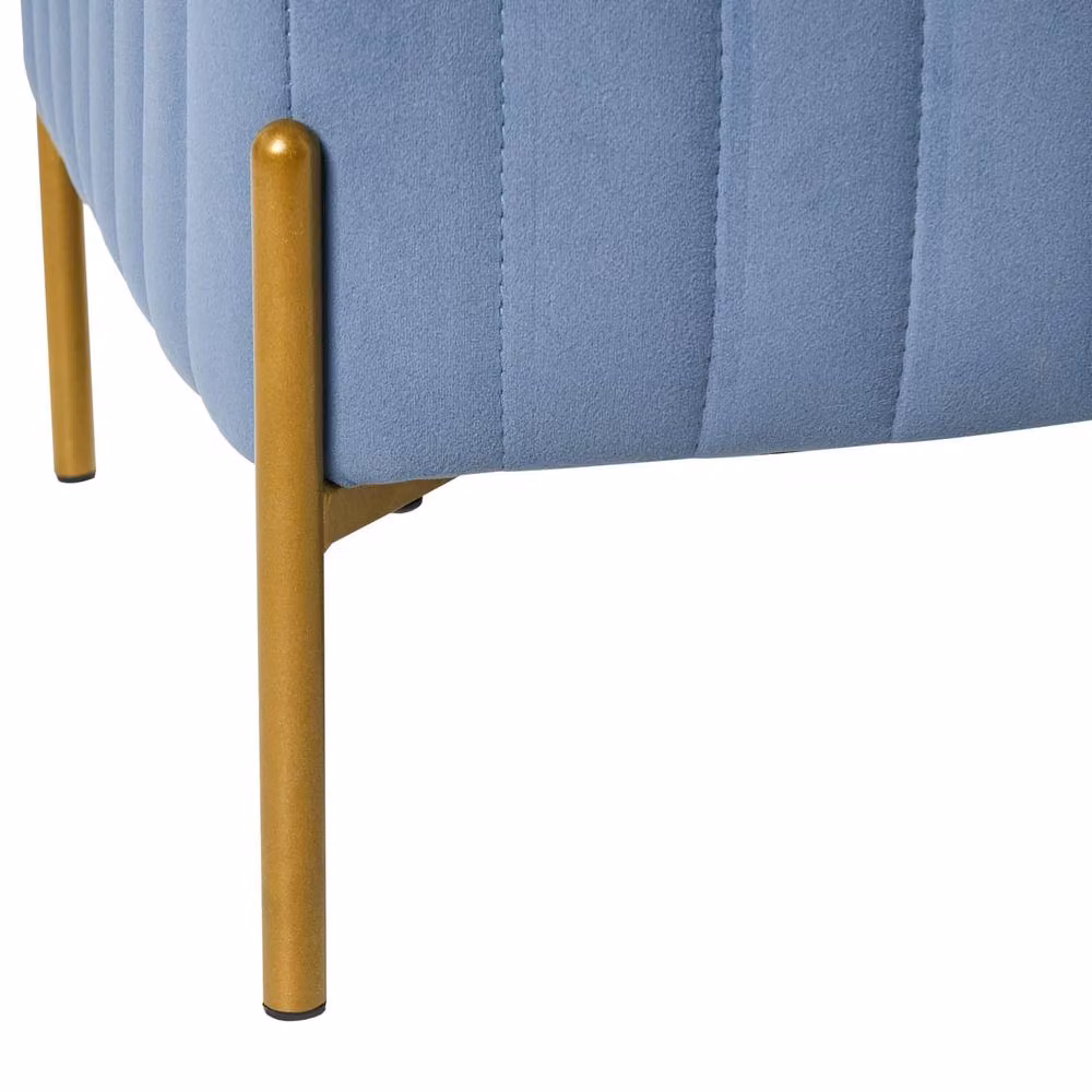 Wyld and Coco Blue Velvet Bench with Gold Metal Legs W/D/H: 91 x 47 x 43 cm – 5