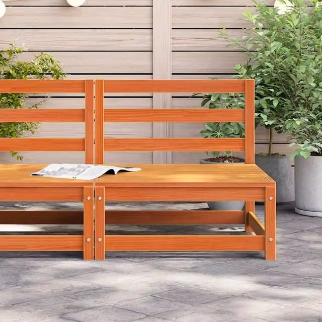 Berkfield Home Armless Garden Sofa in Wax Brown Solid Pine Wood, W/D/H: 70 x 70 x 67 cm – 1