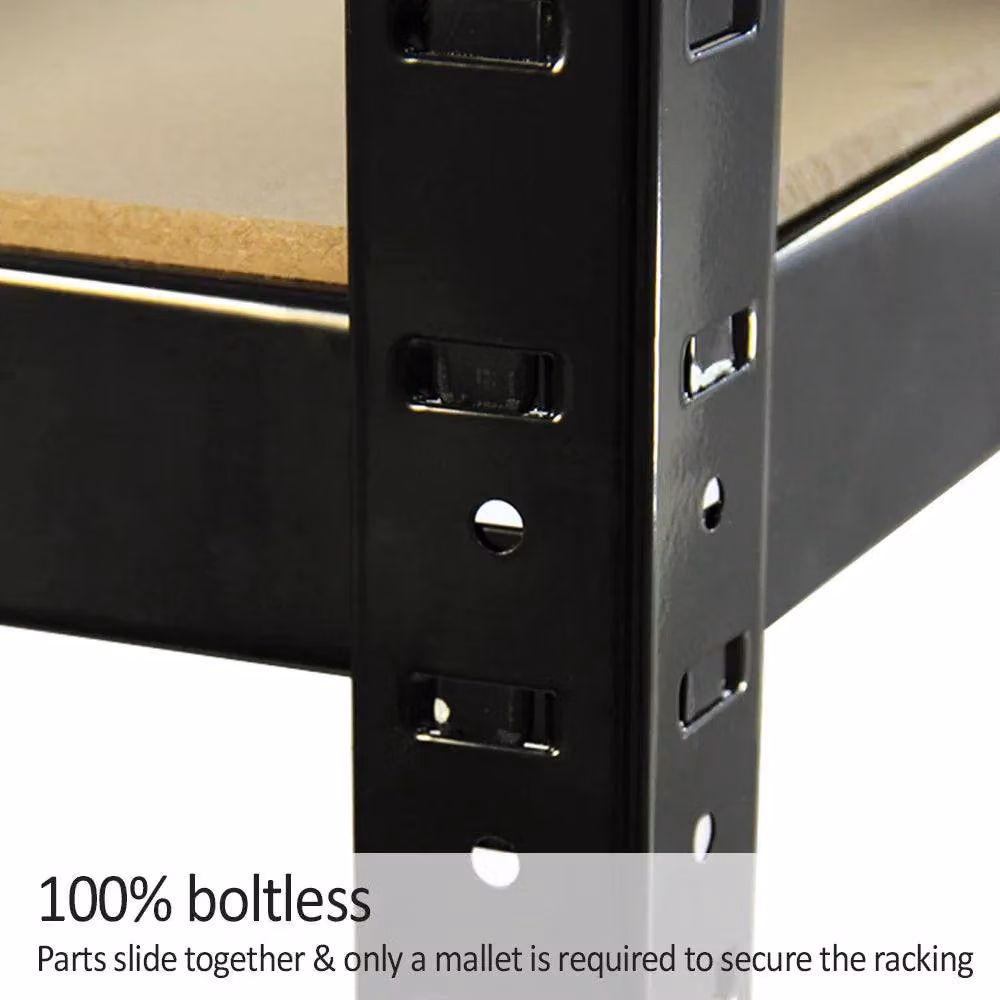 Monstershop Heavy Duty 5 Tier Metal and MDF Shelving Unit, Black, W: 75 cm, D: 30 cm, H: 150 cm – 3