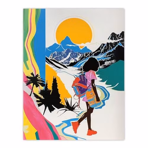 Artery8 Hiking Outdoor Adventure Graphic Conceptual Art Wall Poster Print, Multicolour, W: 46.0 cm, H: 61.0 cm – 1