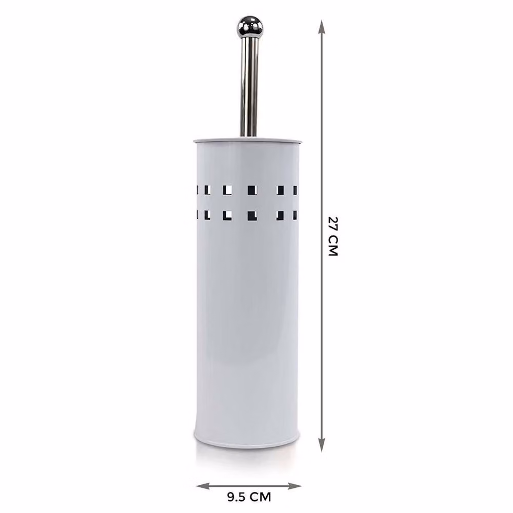 EONLION Freestanding White Bathroom Toilet Cleaning Brush and Holder Set with Stainless Steel Cover – 2