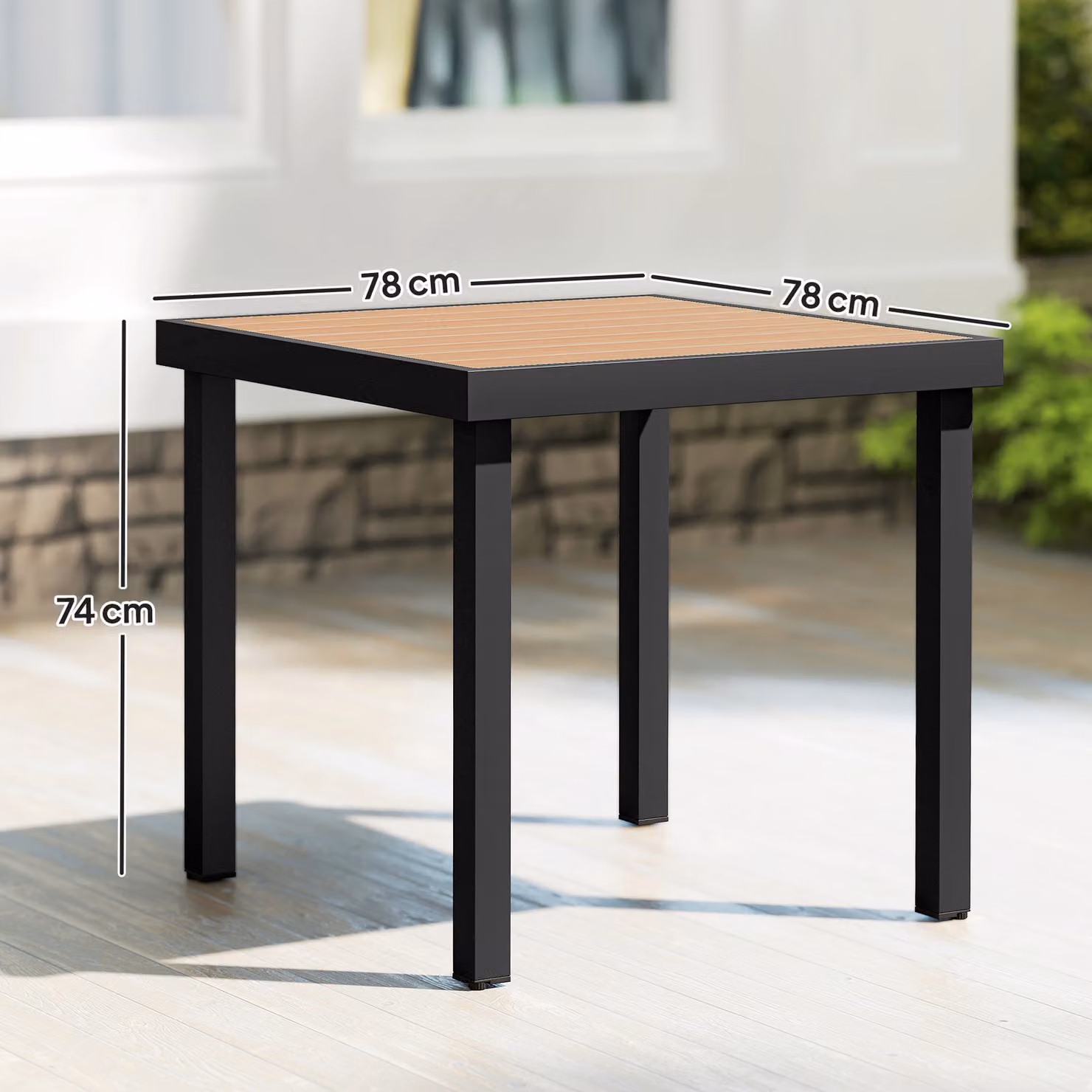 Outsunny Square Garden Dining Table for 4 People with Aluminium Legs, Brown – 3