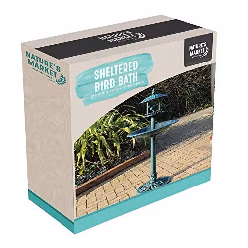 Samuel Alexander Green and Transparent Square Plastic Ornamental Garden Bird Bath and Sheltered Feeding Table – 5